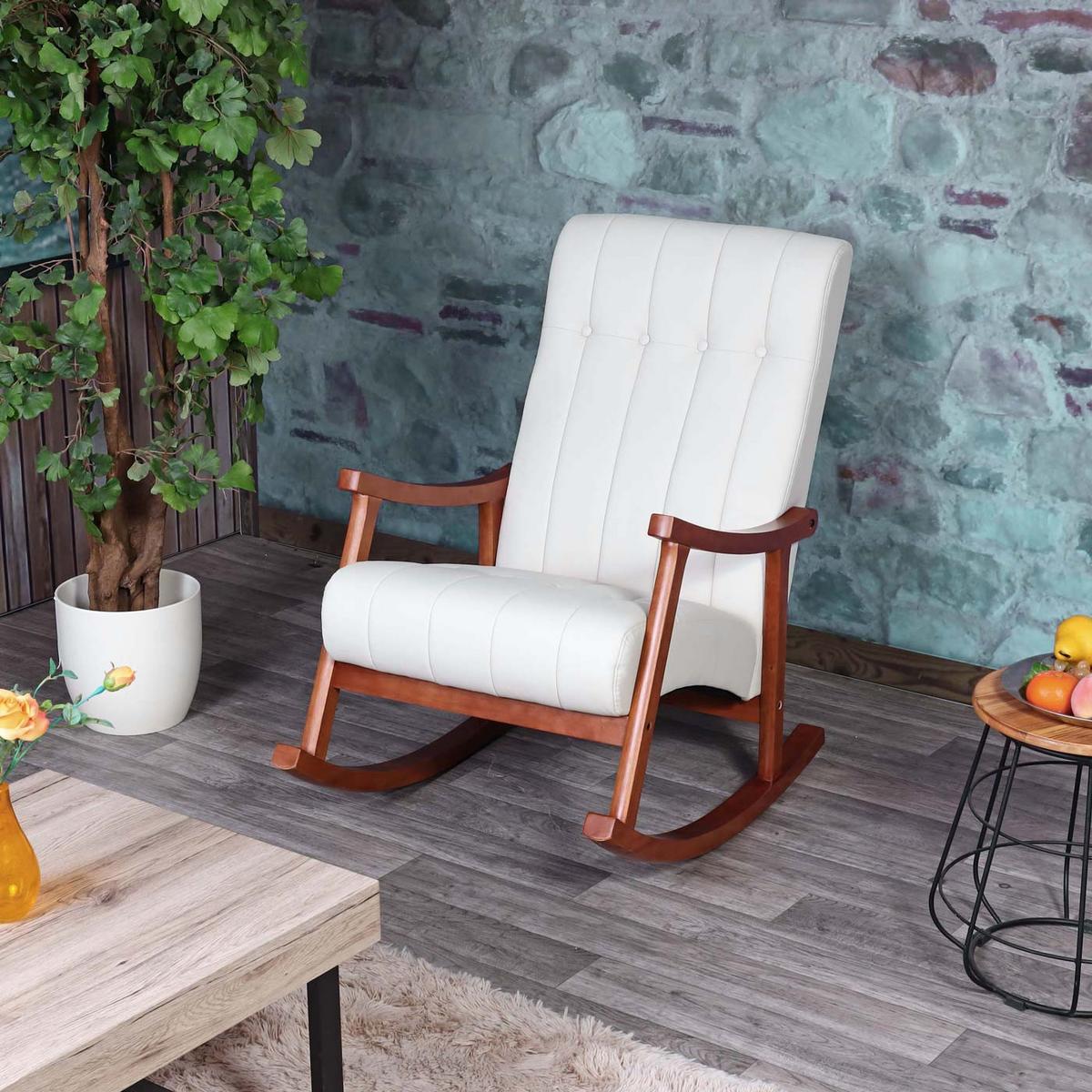 SCHAUKELSTUHL Cremeweiß - Creme/Weiß, Textil (62/97/82cm) - MCW
