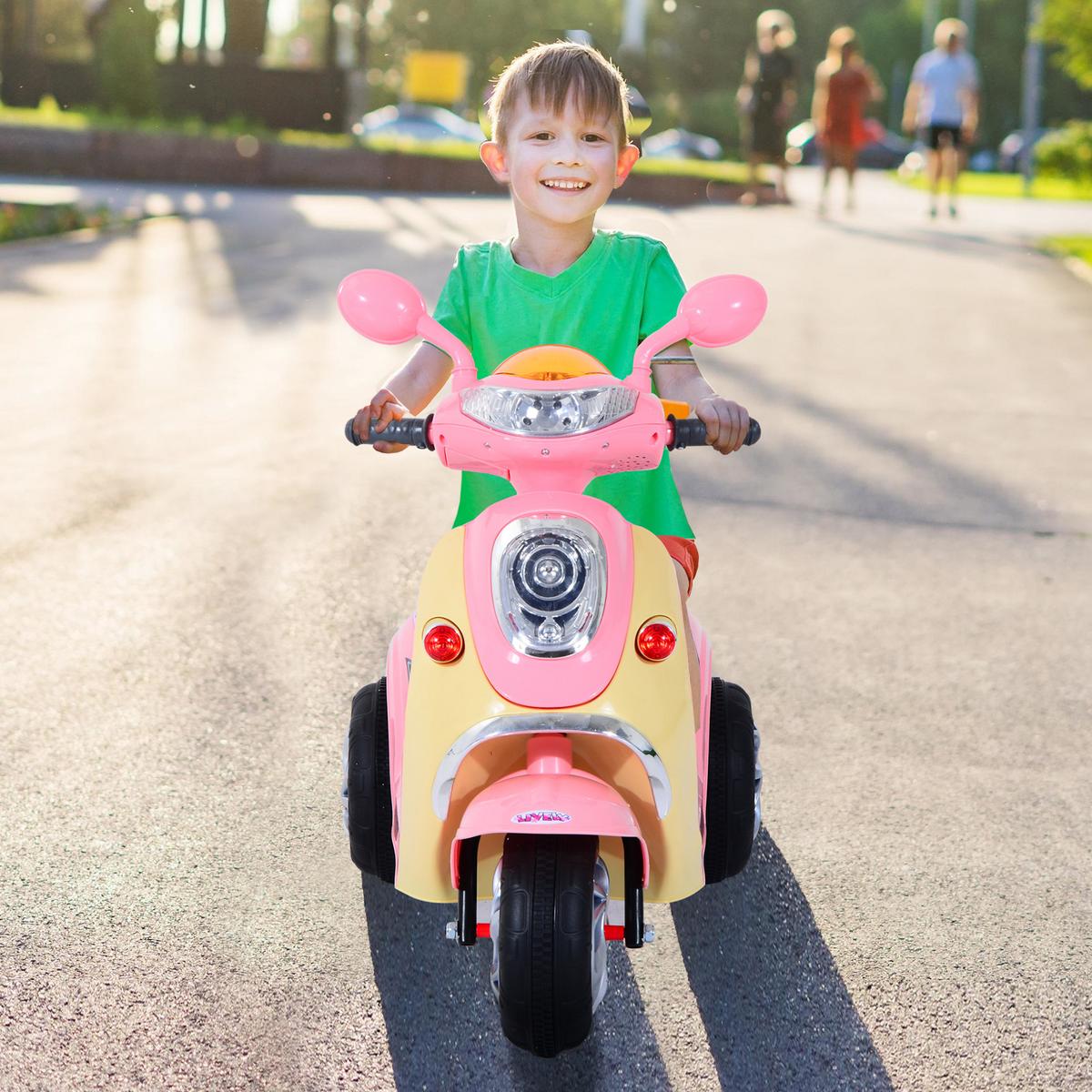 ELEKTRO Kindermotorrad Elektromotorrad Elektroauto Kinderfahrzeug Dreirad 3 km/h - Rosa, Kunststoff (108/51/75cm) - HOMCOM