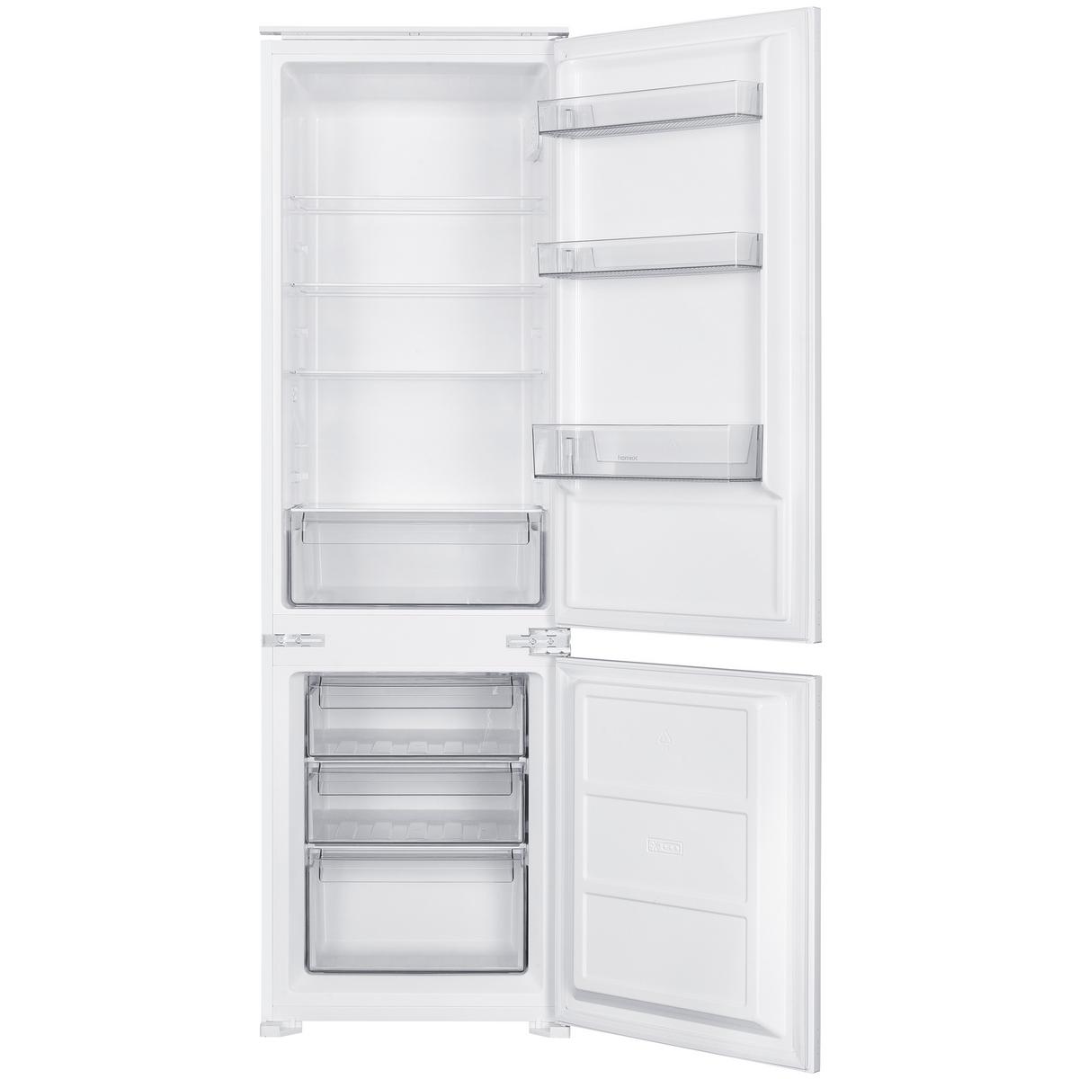 KÜHL-GEFRIER-KOMBINATION Einbau, 178cm Nische, 249 Liter, Schlepptürtechnik, Einbaukühlschrank mit Gefrierfach, CFB2491E - Weiß, Glas/Kunststoff (54/178/54cm) - homeX