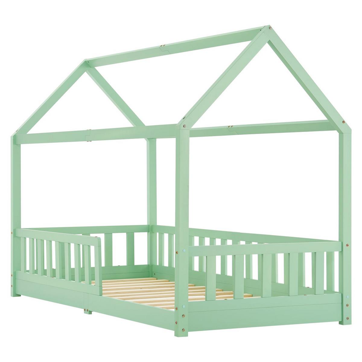 KINDERBETT Marli mit Matratze mint 90x200 cm - Mintgrün, Holz (90/200cm) - Juskys