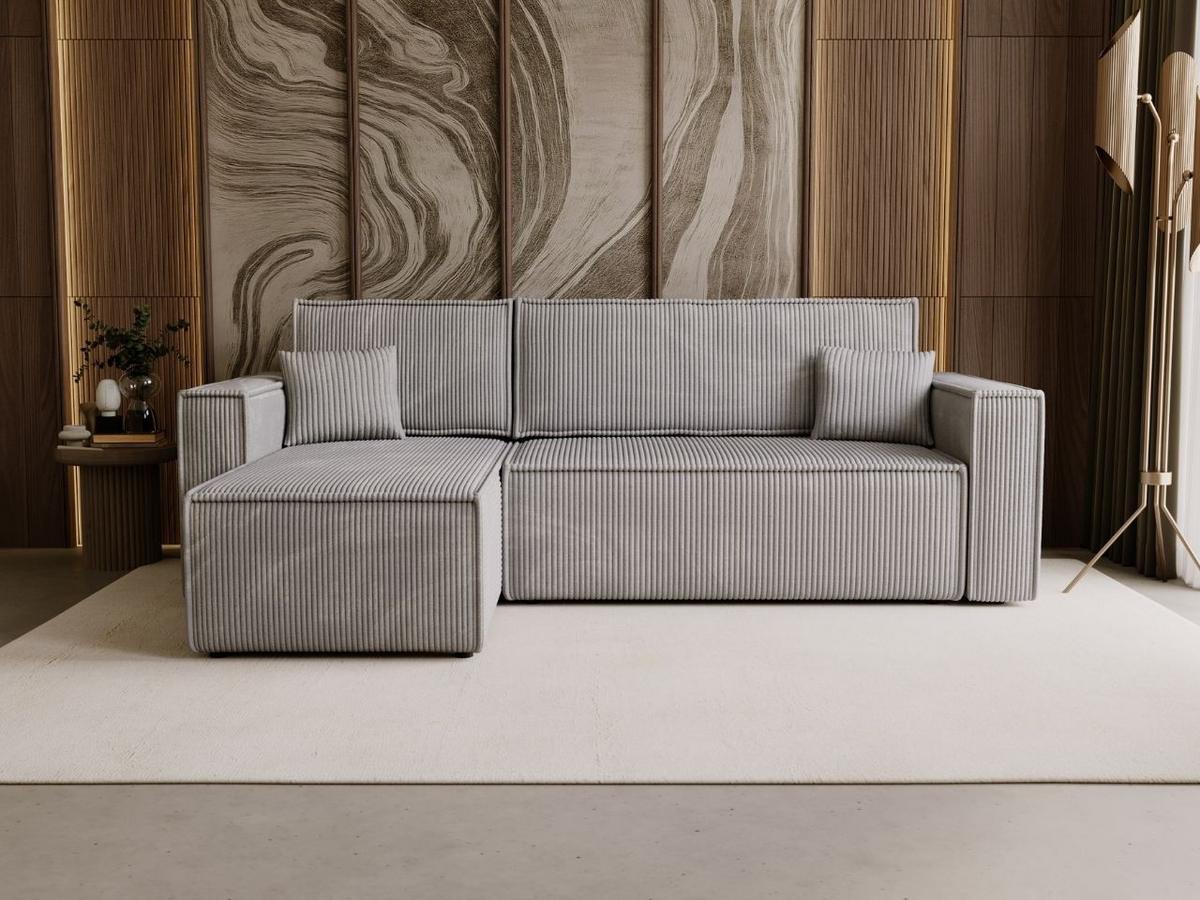 ECKSOFA Prato L Grau - Schwarz/Grau, Holz/Textil (253/145cm) - Graingold