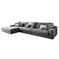 ECKSOFA XL LANA Grau Cord - Schwarz/Grau, Textil (416/205cm) - KAWOLA