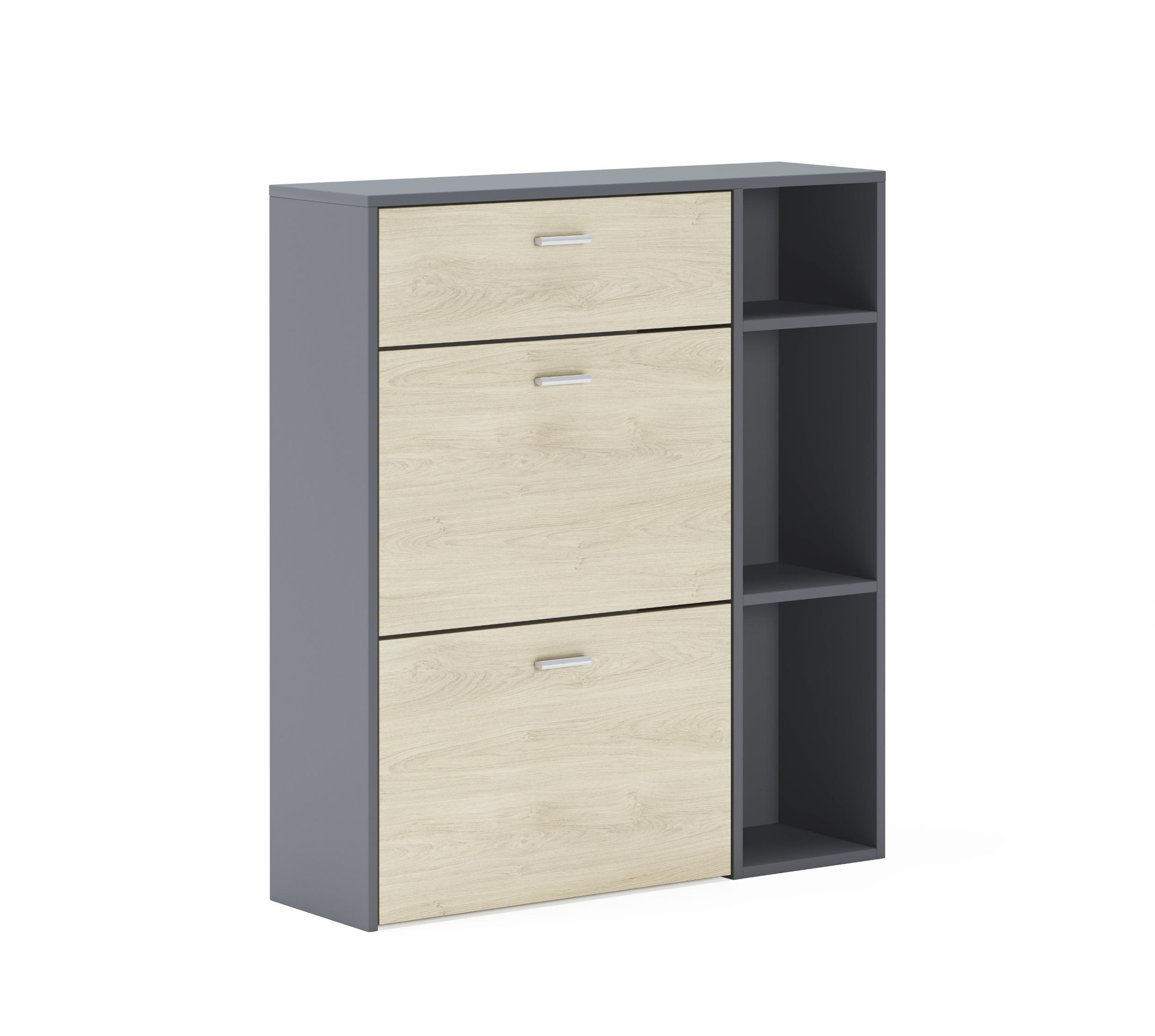 SCHUHREGAL Anthrazitgrau, eiche, 90/26/102cm - Anthrazit, Holzwerkstoff (90/102/26cm) - Skraut Home