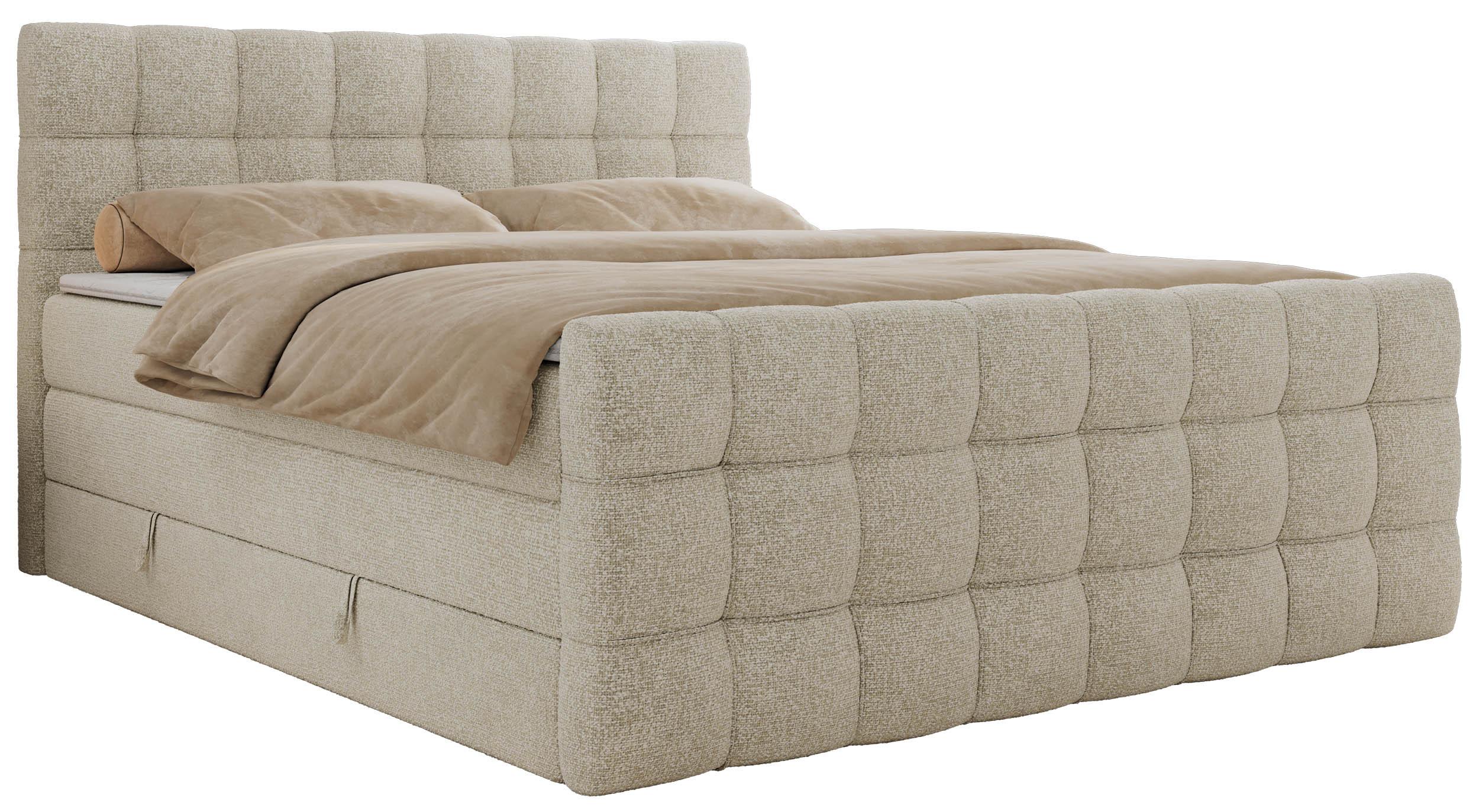 BOXSPRINGBETT ALTIVO KING DUO 140/200 - Creme Strukture - H4 - Creme, Textil (140/200cm) - MKS