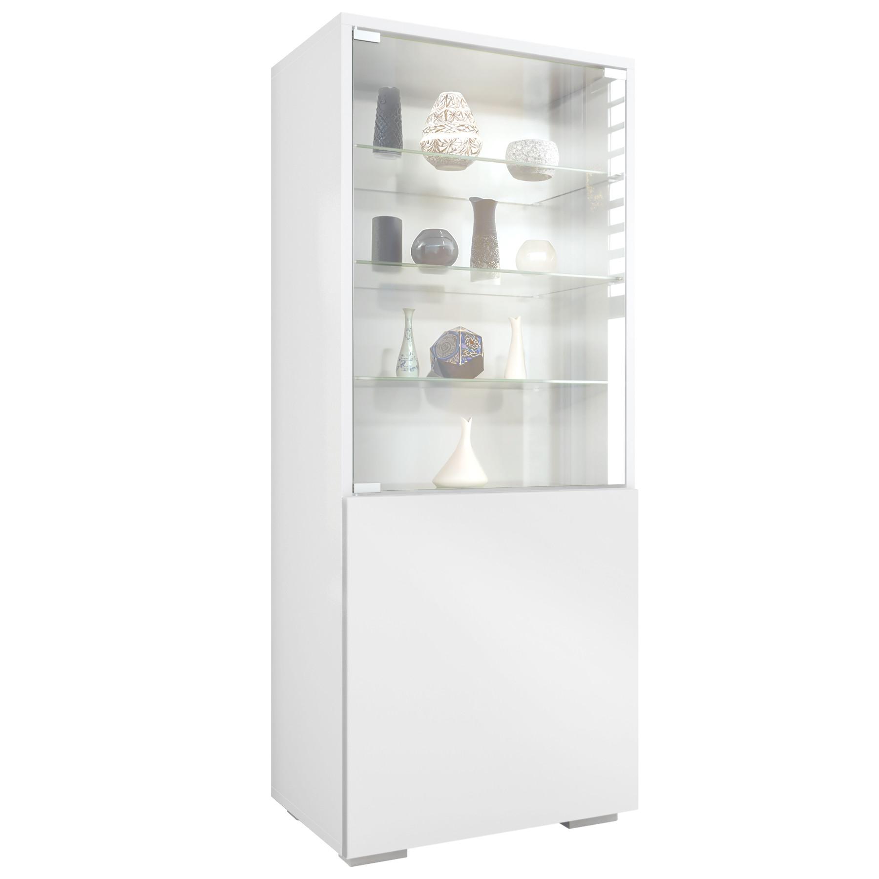 VITRINE Granada Weiß matt - Weiß, Holzwerkstoff (50/122.5/34.5cm) - Vladon