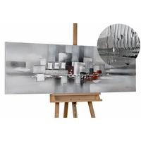 ACRYLBILD HANDGEMALT 150/50 cm - Weiß/Grau, Holz/Textil (150/50cm) - KUNSTLOFT