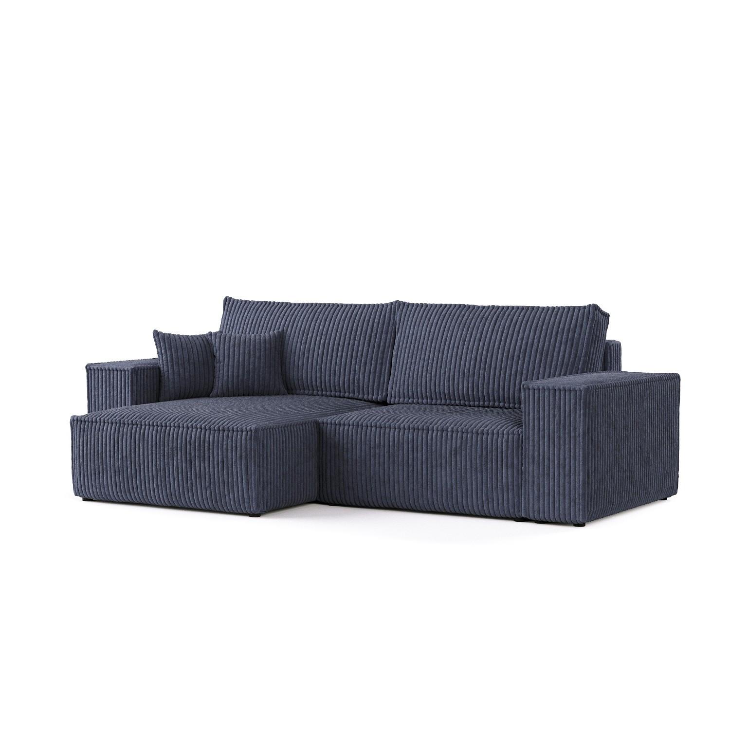 ECKSOFA CAVO mit Schlaffunktion Marin im Tilia Stoff - Schwarz/Dunkelblau, Holz/Holzwerkstoff (255/148cm) - AltaBeds