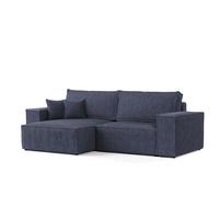 ECKSOFA CAVO mit Schlaffunktion Marin im Tilia Stoff - Schwarz/Dunkelblau, Holz/Holzwerkstoff (255/148cm) - AltaBeds