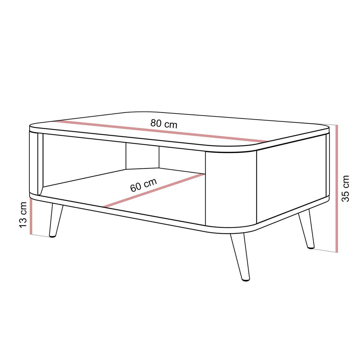 COUCHTISCH SHADOW II mit Ablage unter der Tischplatte - Schwarz, Holzwerkstoff (60/80/35cm) - Lookway
