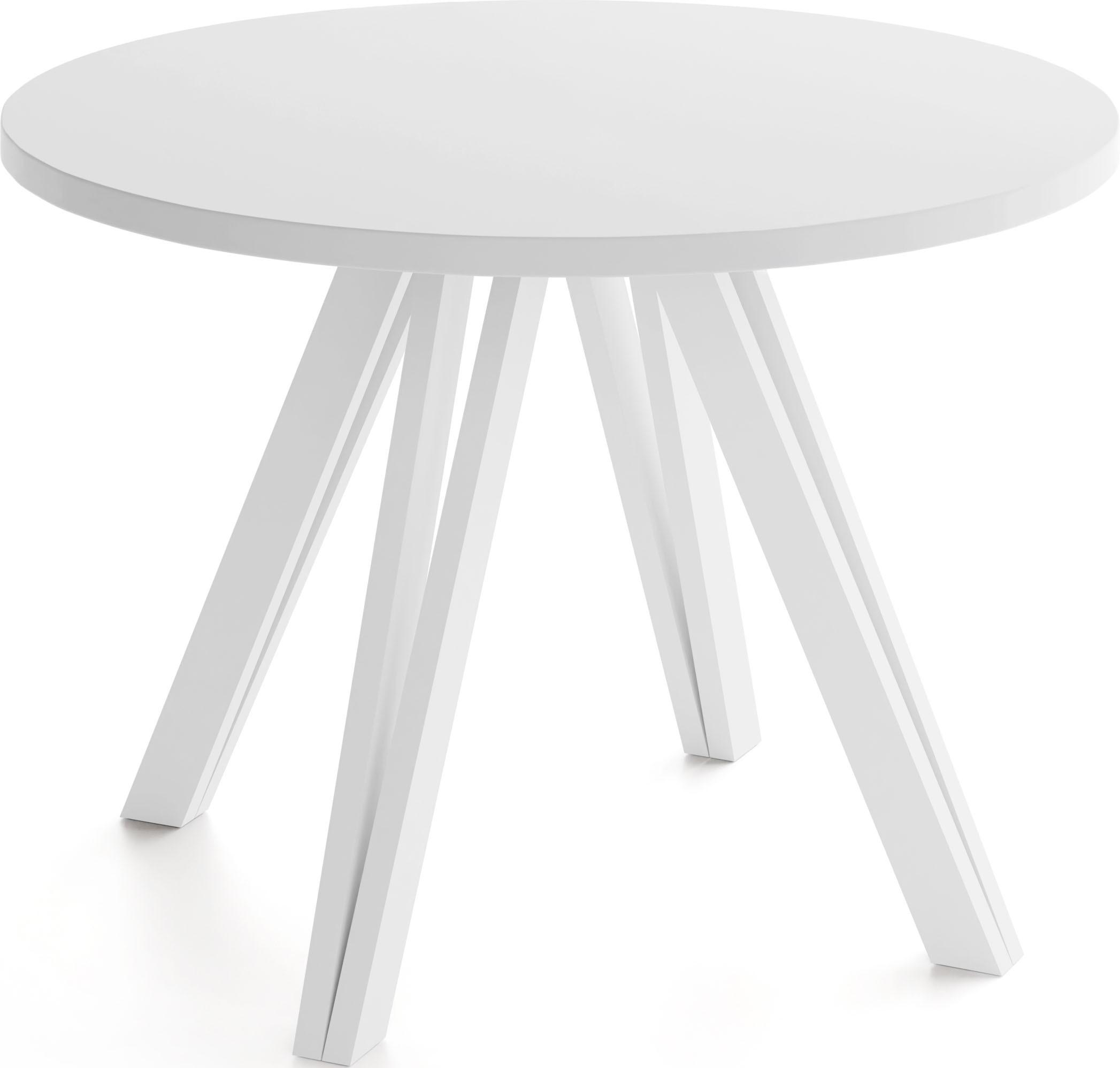 ESSTISCH Ravero runder ausziehbarer, Weiß 100/100/77 cm - Weiß, Holz/Holzwerkstoff (100/100/76.5cm) - WFL GROUP