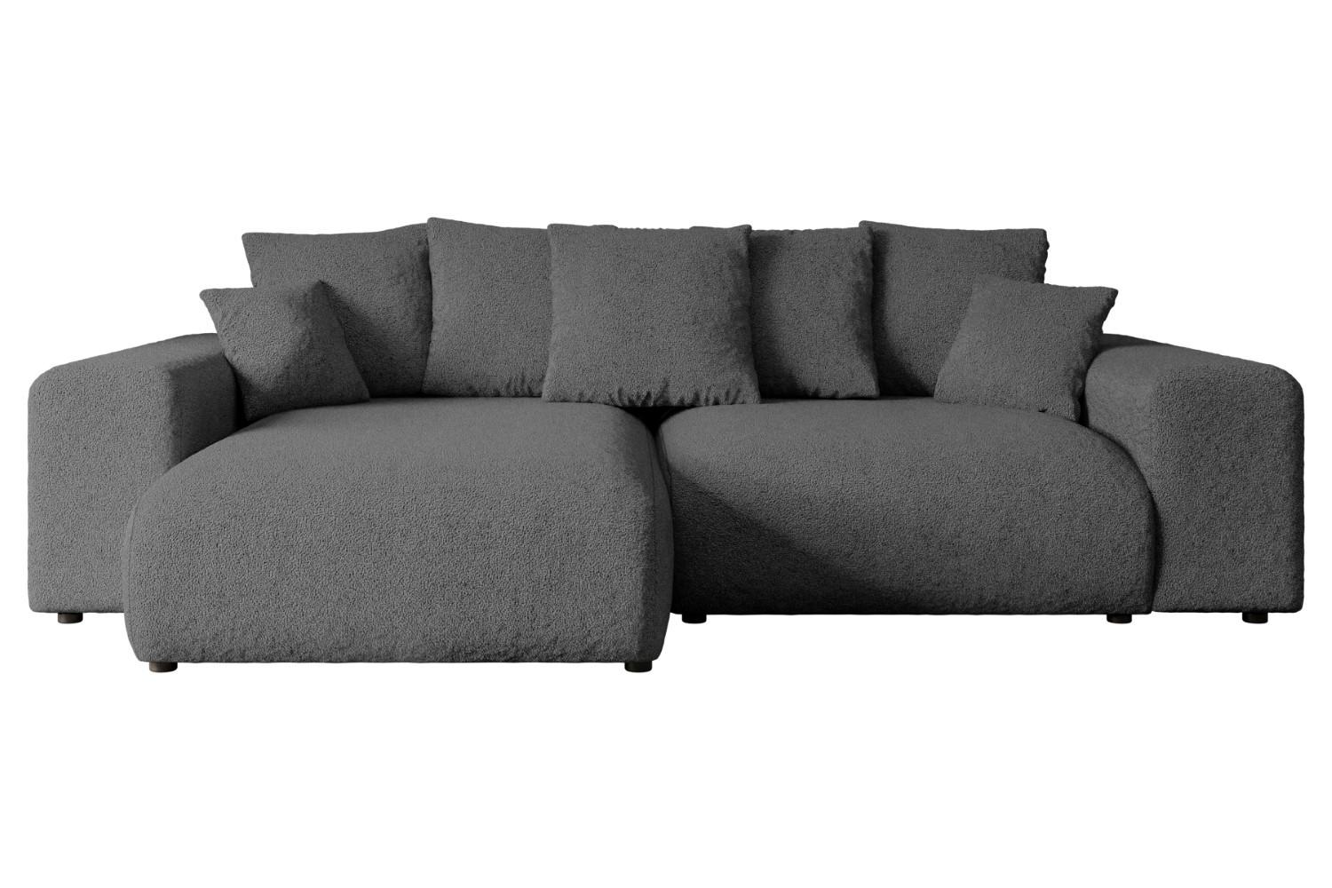 ECKSOFA Ottomane links ESKAR-L 266x176x72 Platinfarben Bouclé - Platinfarben/Schwarz, Holzwerkstoff/Kunststoff (266/176cm) - ALTDECOR