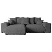 ECKSOFA Ottomane links ESKAR-L 266x176x72 Platinfarben Bouclé - Platinfarben/Schwarz, Holzwerkstoff/Kunststoff (266/176cm) - ALTDECOR