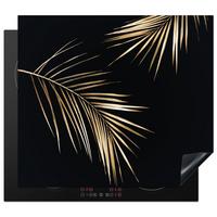 HERDABDECKPLATTE Blätter - Pflanzen - Gold - Schwarz - Luxus Abdeckung Ceranfeld 57.6x51.6 cm - Goldfarben, Kunststoff (57.6/51.6/0.2cm) - MuchoWow