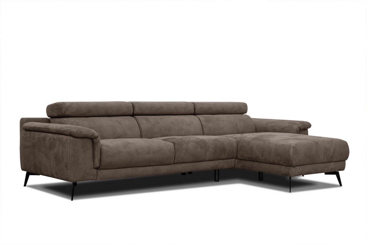 ECKSOFA FIERO 4-Sitzer, dunkelbraun - Dunkelbraun/Schwarz, Holzwerkstoff/Textil (288/170cm) - Wozimo