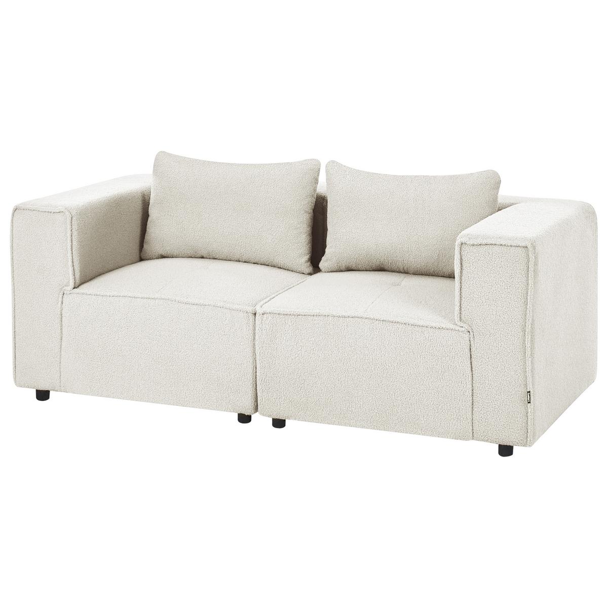 MODULSOFA 2-Sitzer Cremeweiß Bouclé Axebo - Creme/Weiß, Textil (188/93/94cm) - Beliani