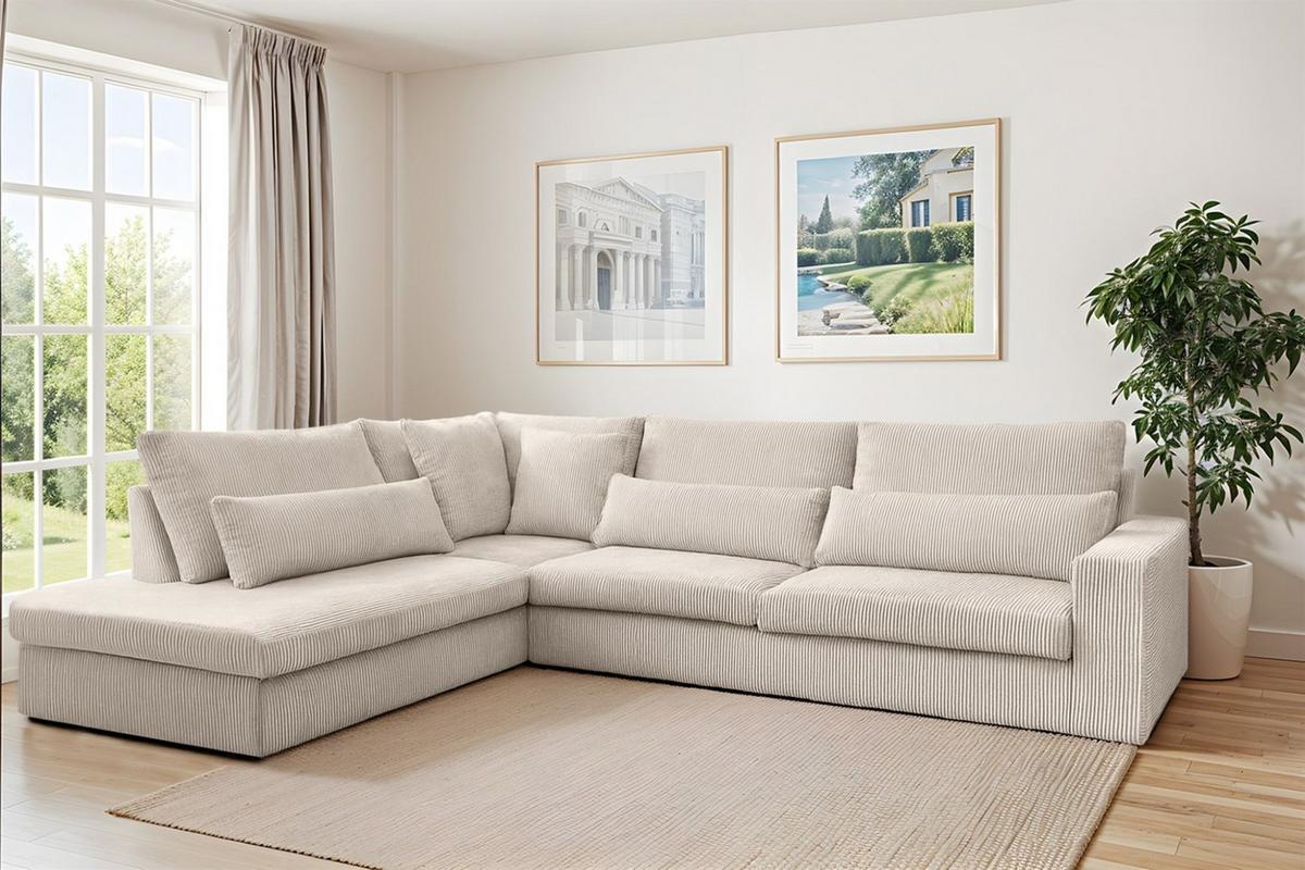 ECKSOFA Thora - Weiß, Holzwerkstoff/Textil (315/245cm) - Fun Möbel