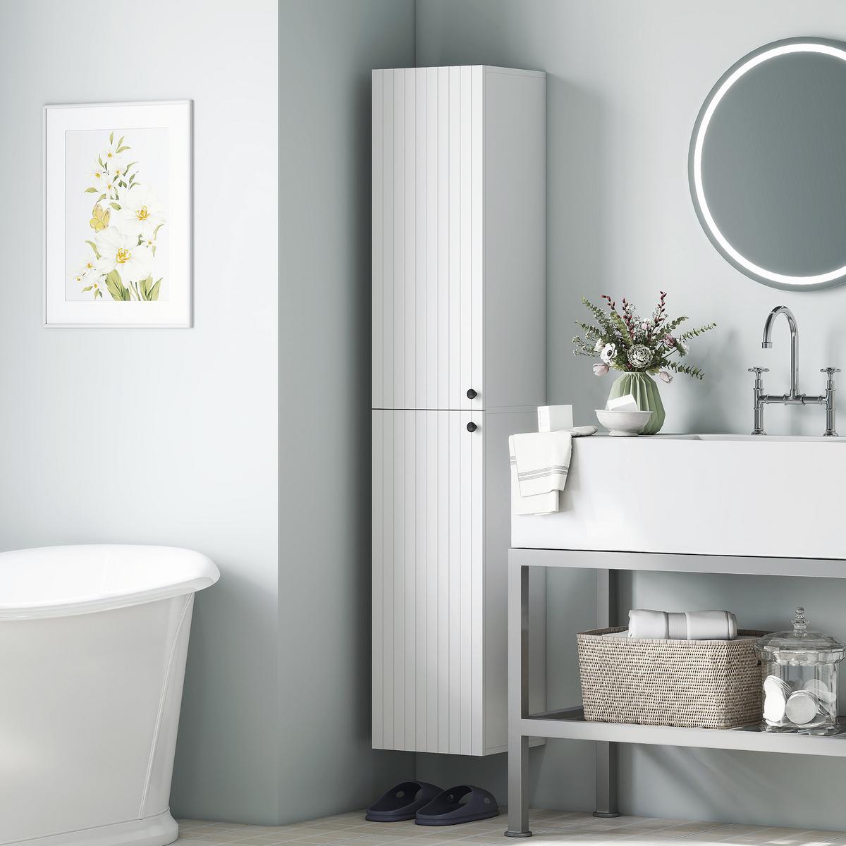 BADEZIMMERSCHRANK MDF Weiß - Weiß, Holzwerkstoff (30/161/30cm) - HOMCOM