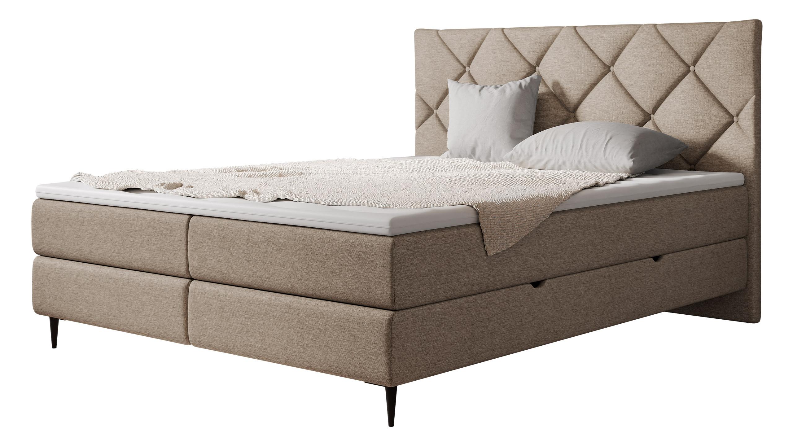 BOXBETT Letra - H3 - Hellbraun/Schwarz, Holz/Textil (140/200cm) - MIRJAN24