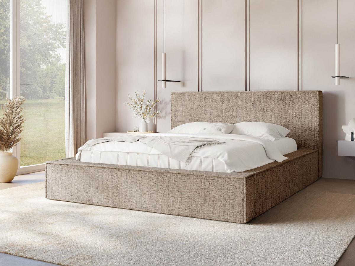 POLSTERBETT Glexi - Hellbraun, Holz/Textil (180/200cm) - MIRJAN24