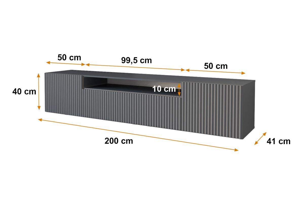 LOWBOARD NOA-2-W 200x40x41 cm - Graphit - Graphitfarben, Holzwerkstoff (200/40/41cm) - ALTDECOR