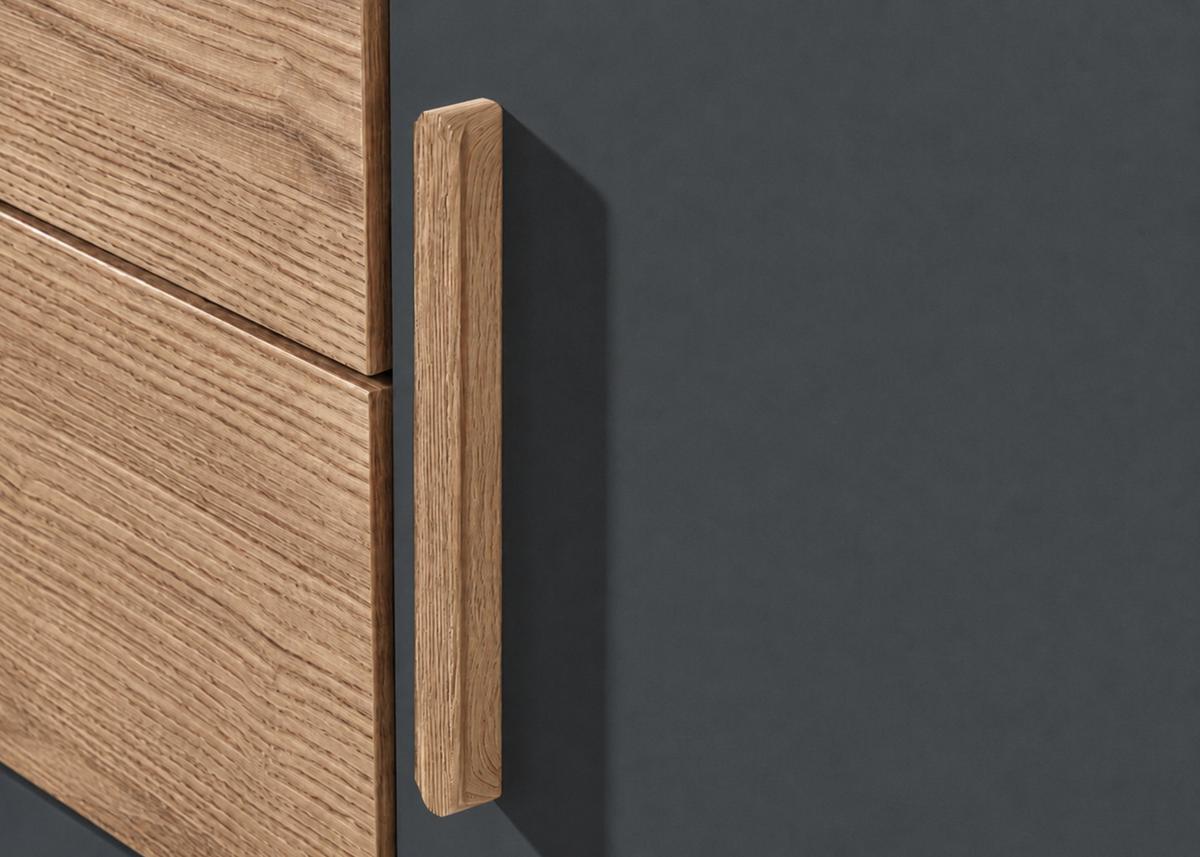 DREHTÜRENSCHRANK B228/H210/T58 cm Grafit, Kleiderschrank mit Passepartout, 2 Spiegeltüren, 2 große Schubkästen & Griffe in Eiche Artisan Dekor / 22640 - Graphitfarben/Eiche Artisan, Holzwerkstoff/Kunststoff (228/210/58cm) - luma-home