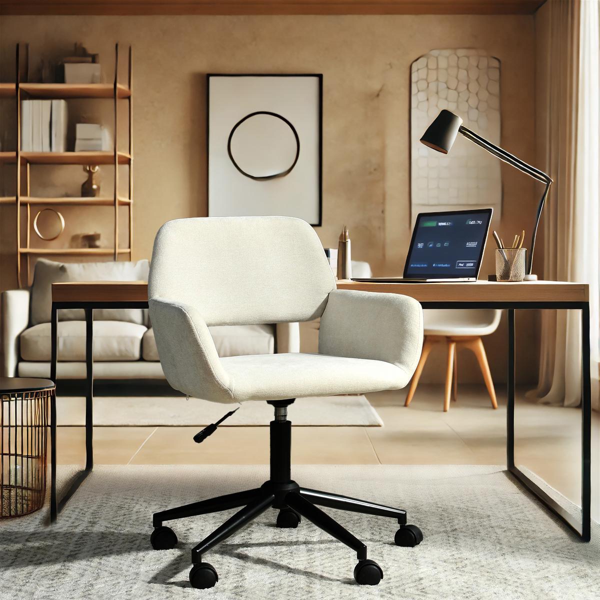 GAMINGSTUHL Stoffbezug höhenverstellbar & 360° drehbar - Beige/Schwarz, Textil/Metall (54/85/56cm) - Urban Meuble