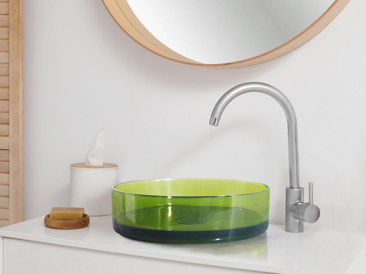 AUFSATZWASCHBECKEN Grün 36 cm Mineralwerkstoff Tolosa - Grün, Keramik (36/10/36cm) - Beliani