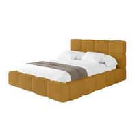POLSTERBETT mit Bettkasten und Lattenrost, Bett mit Kopfteil, Boxbett ohne Matratze, Doppelbett mit Stauraum - NATA 120x200 Senfgelb - Kupferfarben, Holzwerkstoff/Textil (120/200cm) - ALTDECOR