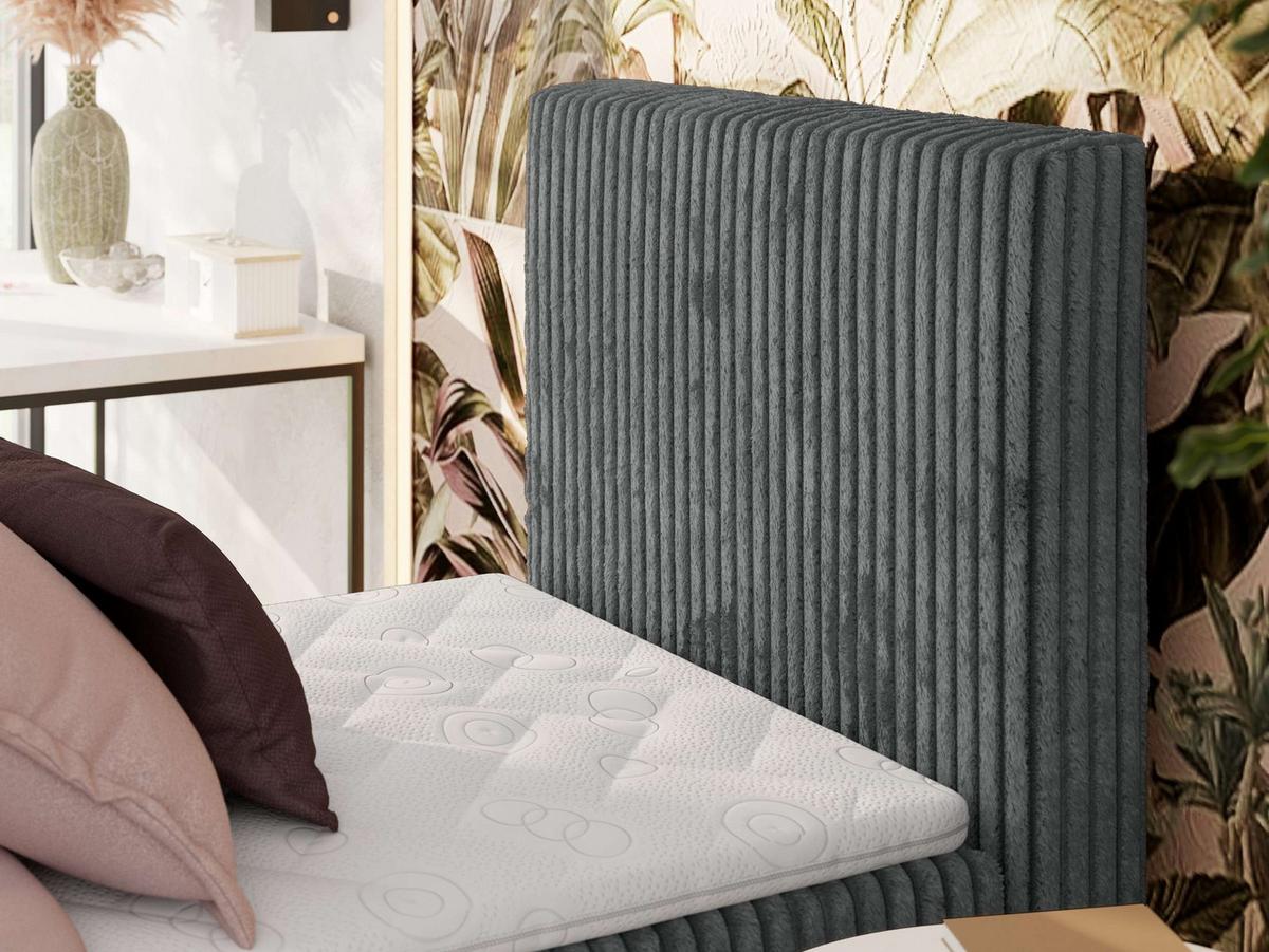 BOXBETT TILIANO 90/200 - Grau Cord - H3 - Visco Topper - Rechts - Grau, Textil (90/200cm) - MKS