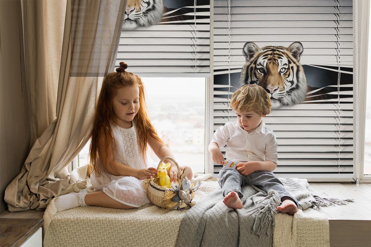 INNENROLLO - Fensterrollo - Rollo - 100x100 cm - Tiger - Grau, Kunststoff (100/100/0.5cm) - TULUP