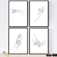 POSTER Set mit 4 Hände 2 A4 Schwarzer Rahmen - Schwarz, Papier (29.7/3cm) - Nacnic