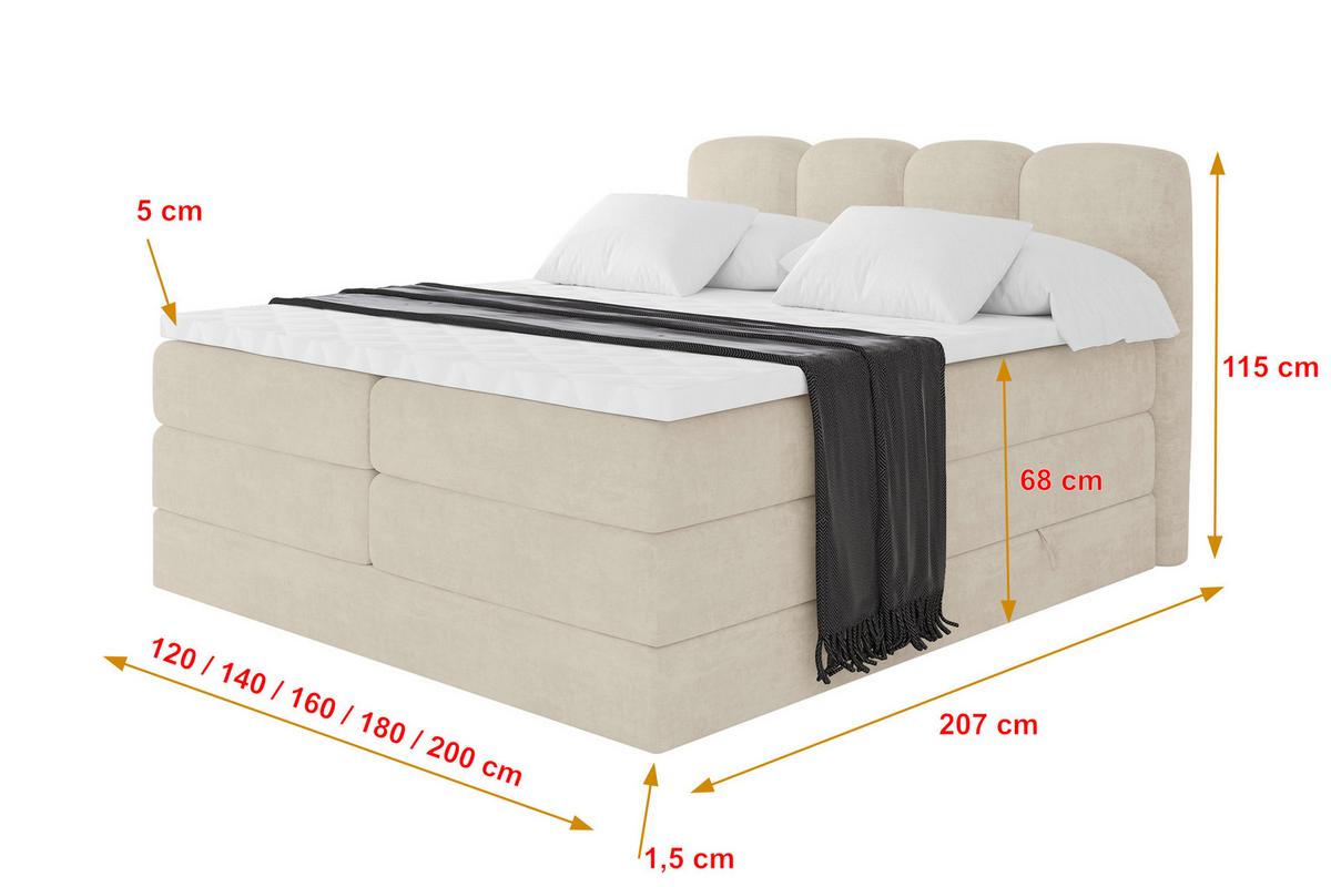 BOXBETT mit Matratze H3|H4 - NINA KING - 200x200 cm - Beige - Sahara, Holzwerkstoff (200/200cm) - ALTDECOR