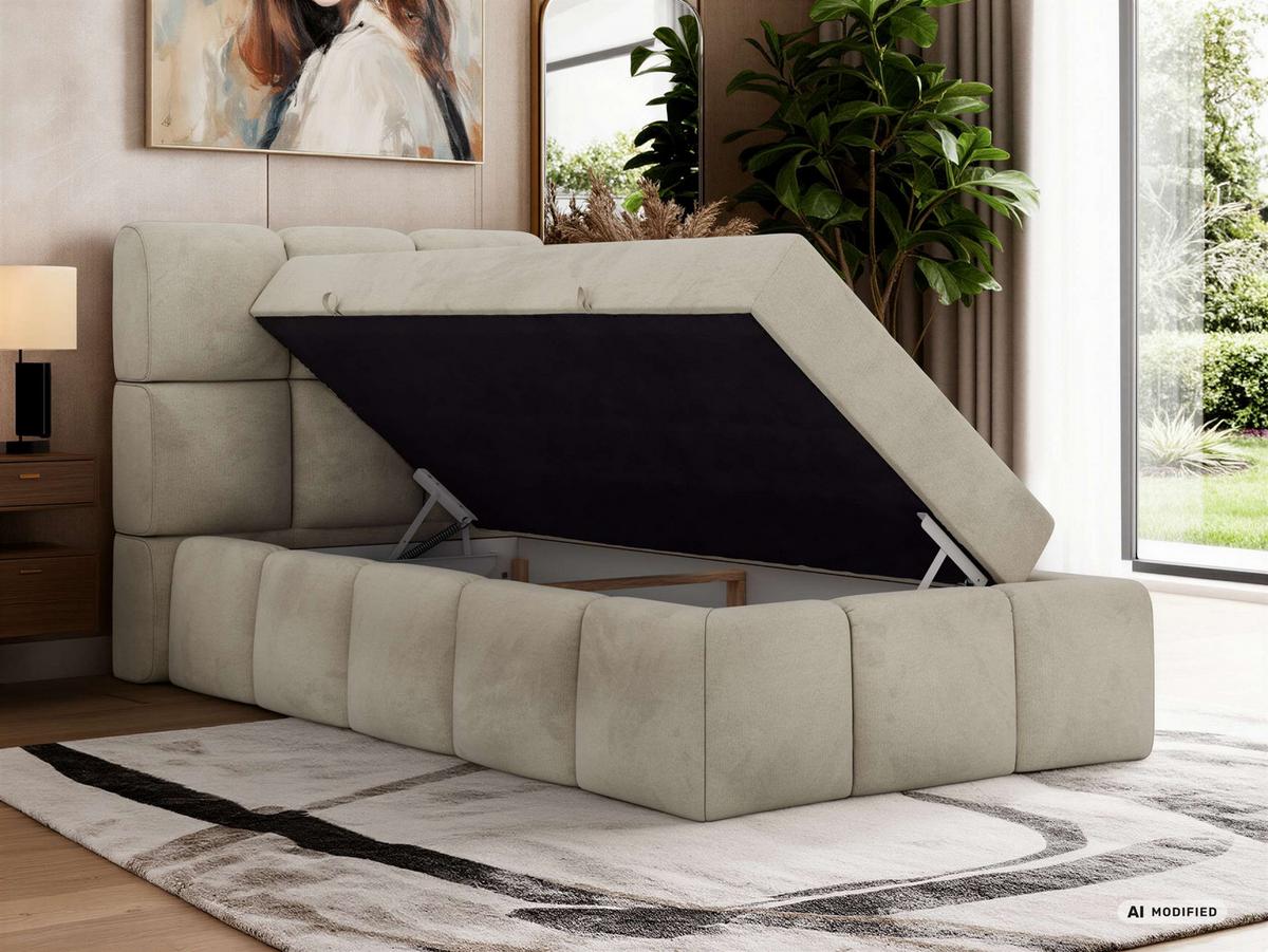 BOXBETT NIRA 90/200 - Beige Velvet - Topper T25 - H3 - Beige/Schwarz, Kunststoff/Textil (90/200cm) - MKS