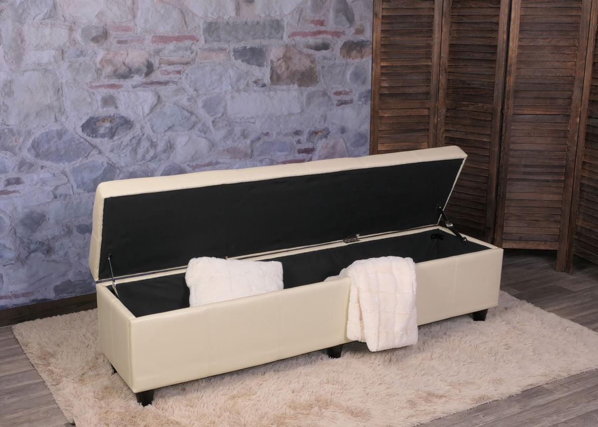 SITZBANK MIT AUFBEWAHRUNG XXL Cremeweiß - Creme/Weiß, Textil (180/45/45cm) - MCW