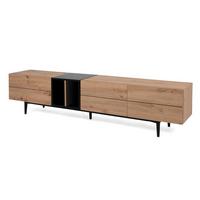 TV-LOWBOARD Eiche Artisan, schwarz 195 cm, TV-Unterteil mit viel Stauraum - Schwarz/Eiche Artisan, Holzwerkstoff (195/48/37cm) - Furn.Design