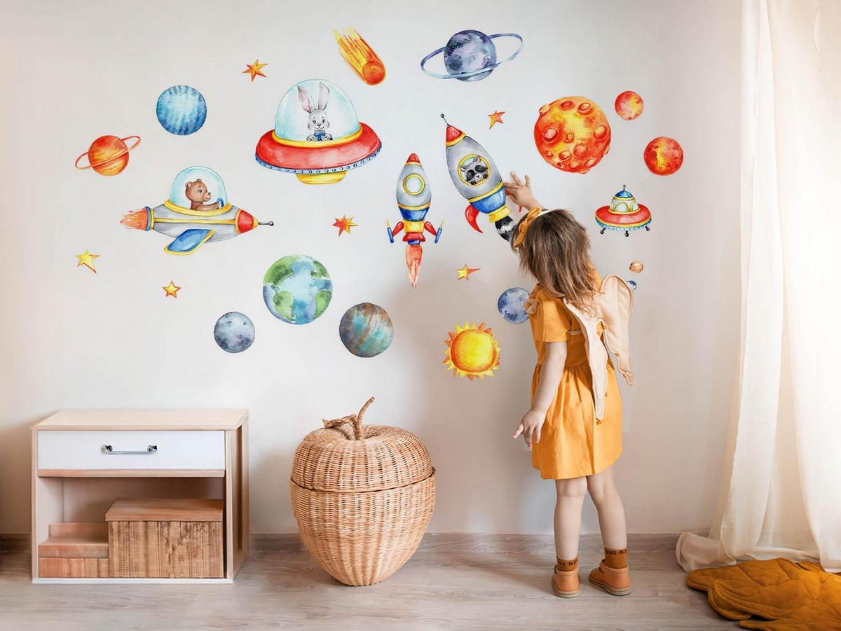 WANDAUFKLEBER 100x175cm - Farbenfroher Raum - Multicolor, Kunststoff (100/175/0.1cm) - Wallfluent