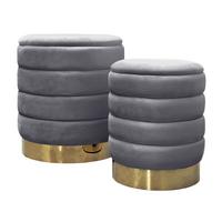 POUF-SET MIRELLE gepolstert grau - Grau, Textil (40/45/40cm) - Lookway