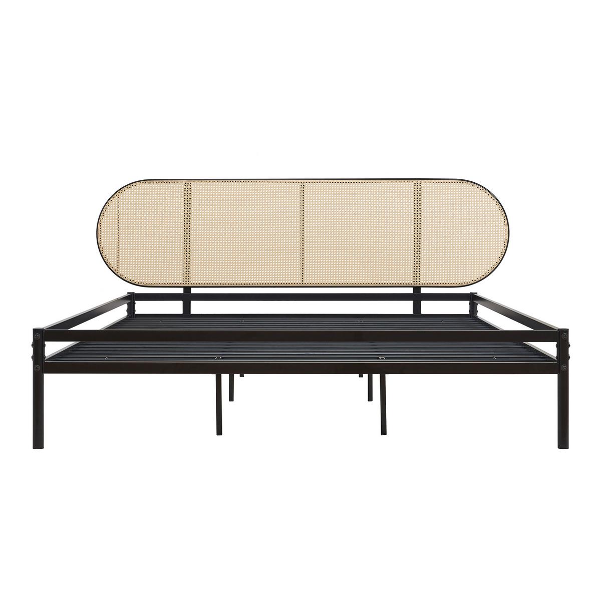METALLBETT Linköping - Beige/Schwarz, Metall (180/200cm) - [en.casa]