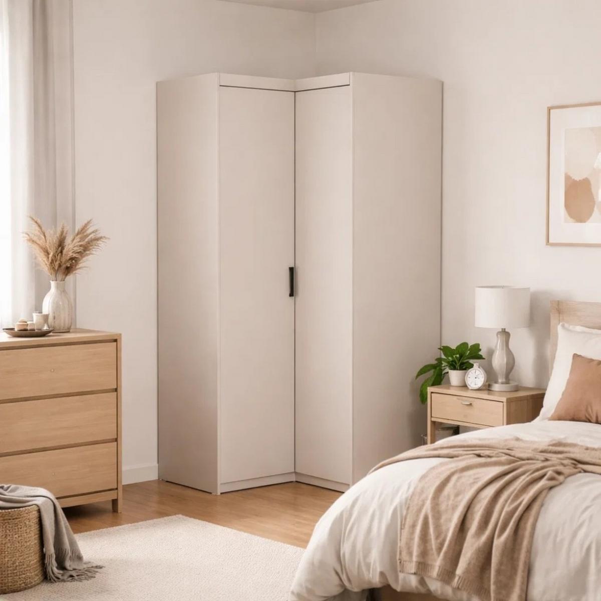 ECKSCHRANK Elena mit 2 Türen, 95x95 cm, Sandbeige - Sandfarben, Holzwerkstoff (95/190.5/95cm) - Beautysofa