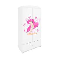 BABYKLEIDERSCHRANK 2 Türen Weiß - Pink/Weiß, Holzwerkstoff (90/187/57cm) - Petits-meubles