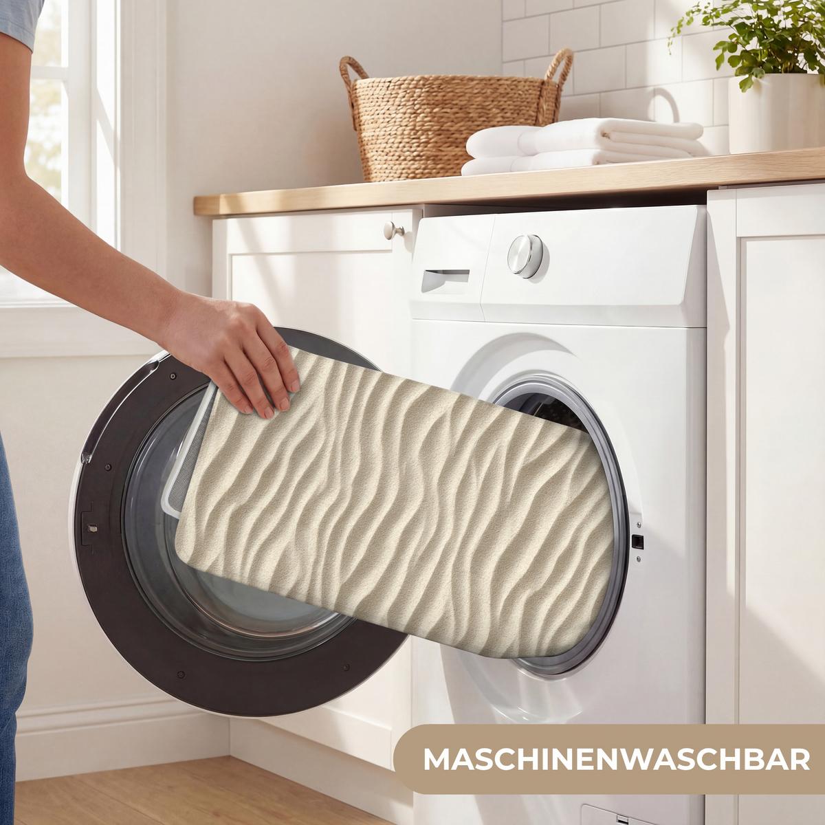 BADEMATTE Sand - Wellen - Beige 60x90 cm - Beige, Textil (60/90cm) - OnlyWow