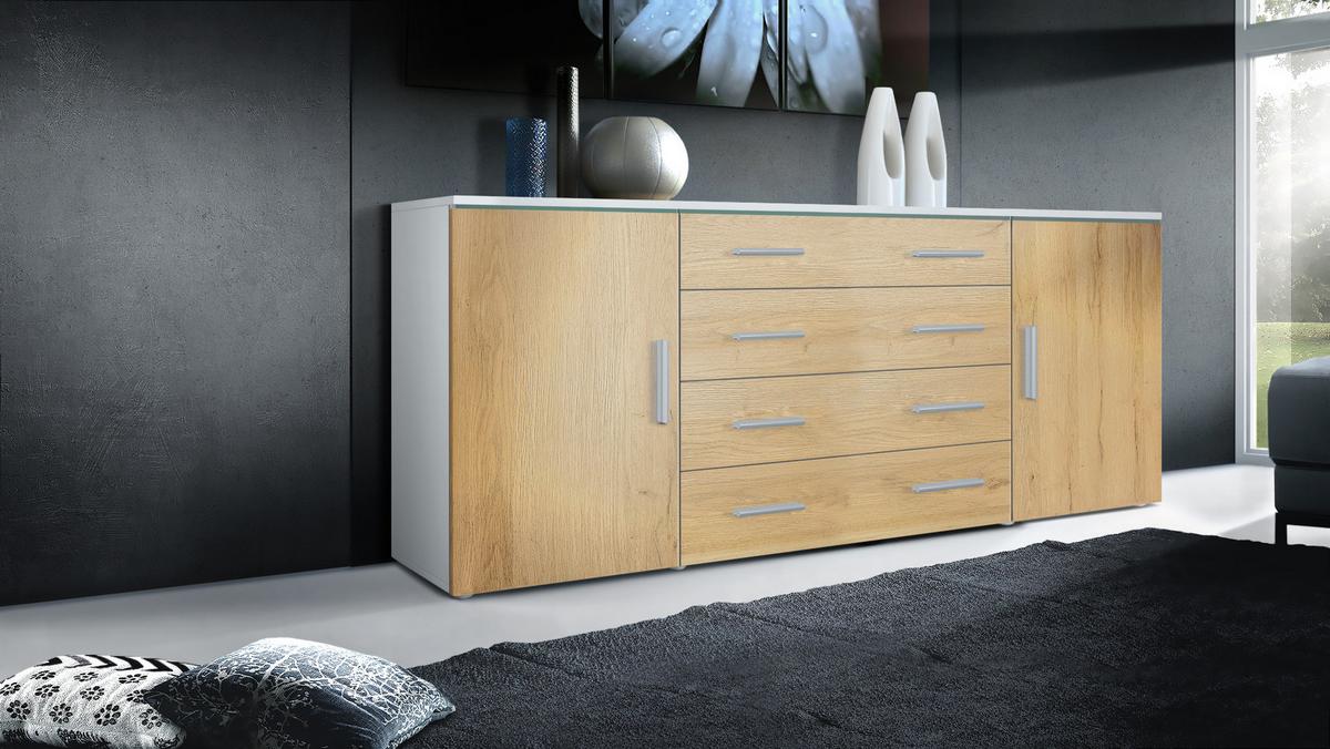 SIDEBOARD Verona Eiche Natur - Eichefarben, Holzwerkstoff (166/72/35cm) - Vladon