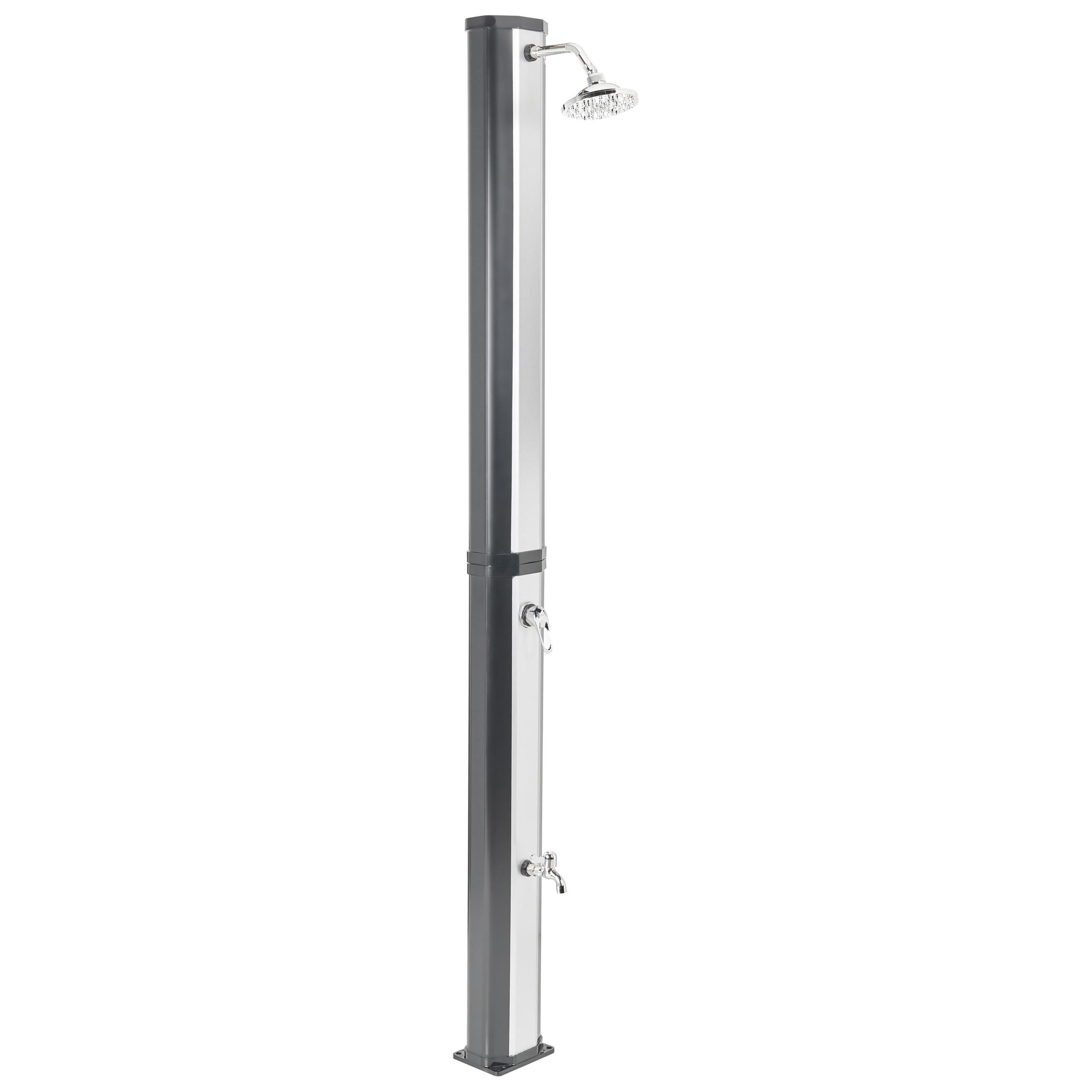 FREISTEHENDE solarbetriebene Gartendusche Silber Topocalma - Silberfarben/Schwarz, Kunststoff (18/217/15cm) - Beliani