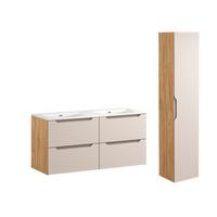 BADMÖBEL 121cm Mallory 2er-Set Beige und Holz - Braun, Holzwerkstoff (121/57/46cm) - Petits-meubles