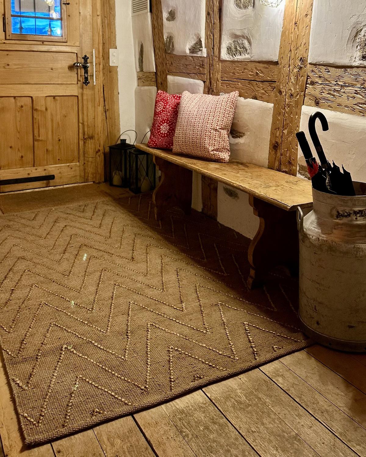 TEPPICH geflochten Daday 200/140 cm - Beige, Naturmaterialen (140/200cm) - Beliani
