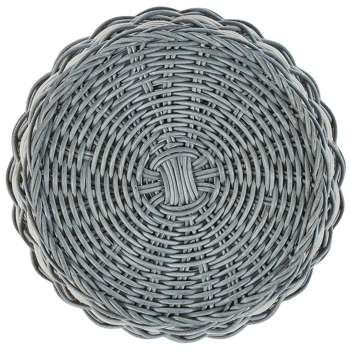 BLUMENKORB 3er-Set Rattan grau/weiß rund 49-37/39-30/31-24 cm Gefira - Weiß/Grau, Kunststoff (50cm) - Beliani