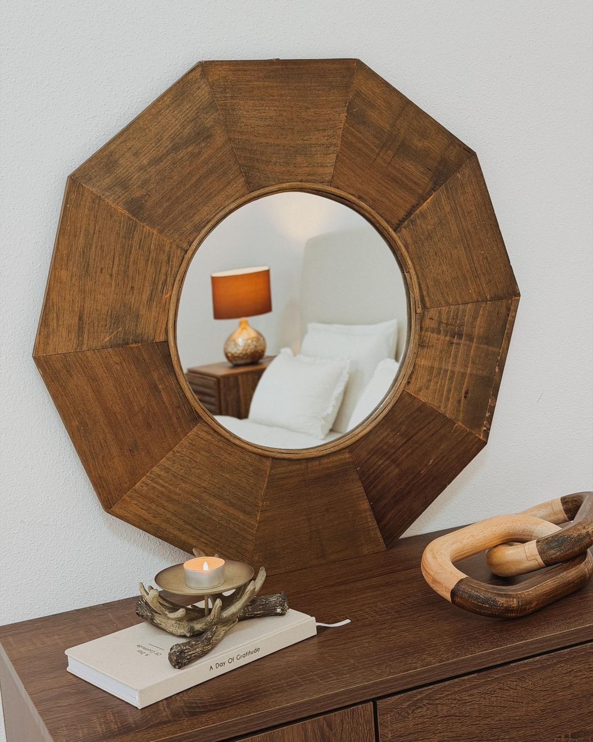 WANDSPIEGEL Holz braun 60/60 cm Asem - Braun, Holz (60/60/2cm) - Beliani