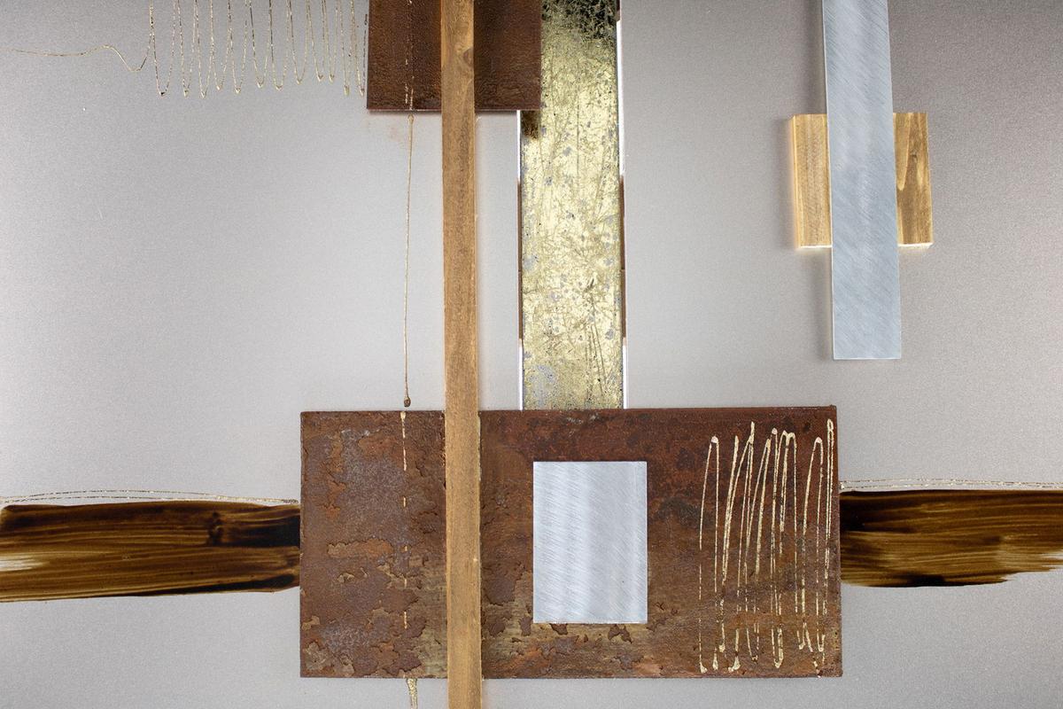 WANDDEKO Gold 83/83 cm - Goldfarben/Braun, Metall (2/83/6cm) - KUNSTLOFT