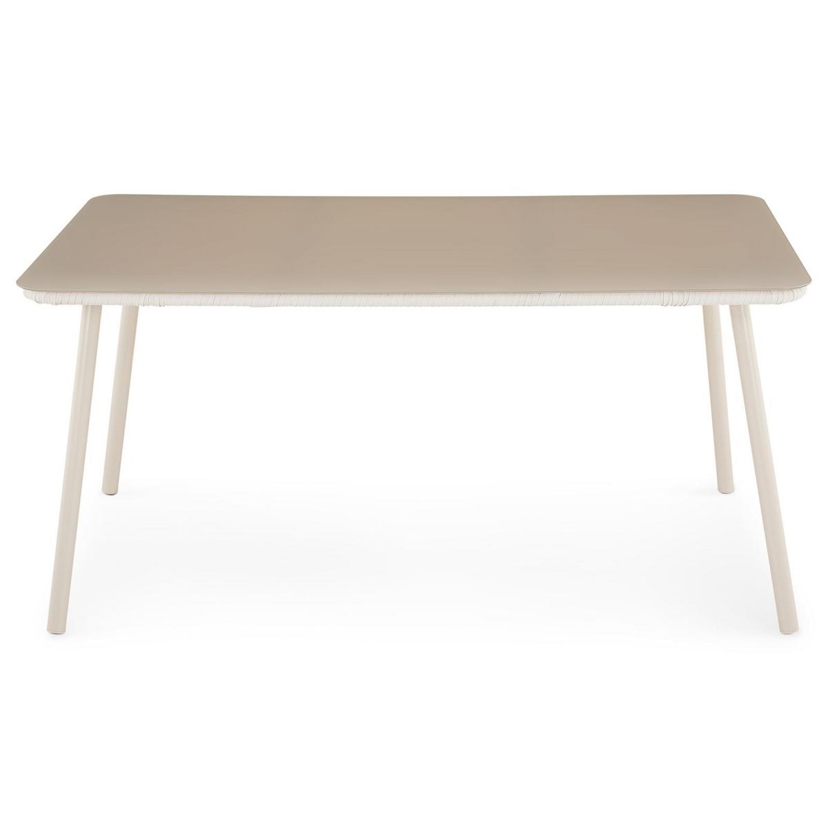 GARTENMÖBEL SET VOLONTE 7er Set beige, cremeweiß - Beige, Glas/Metall - IDIMEX