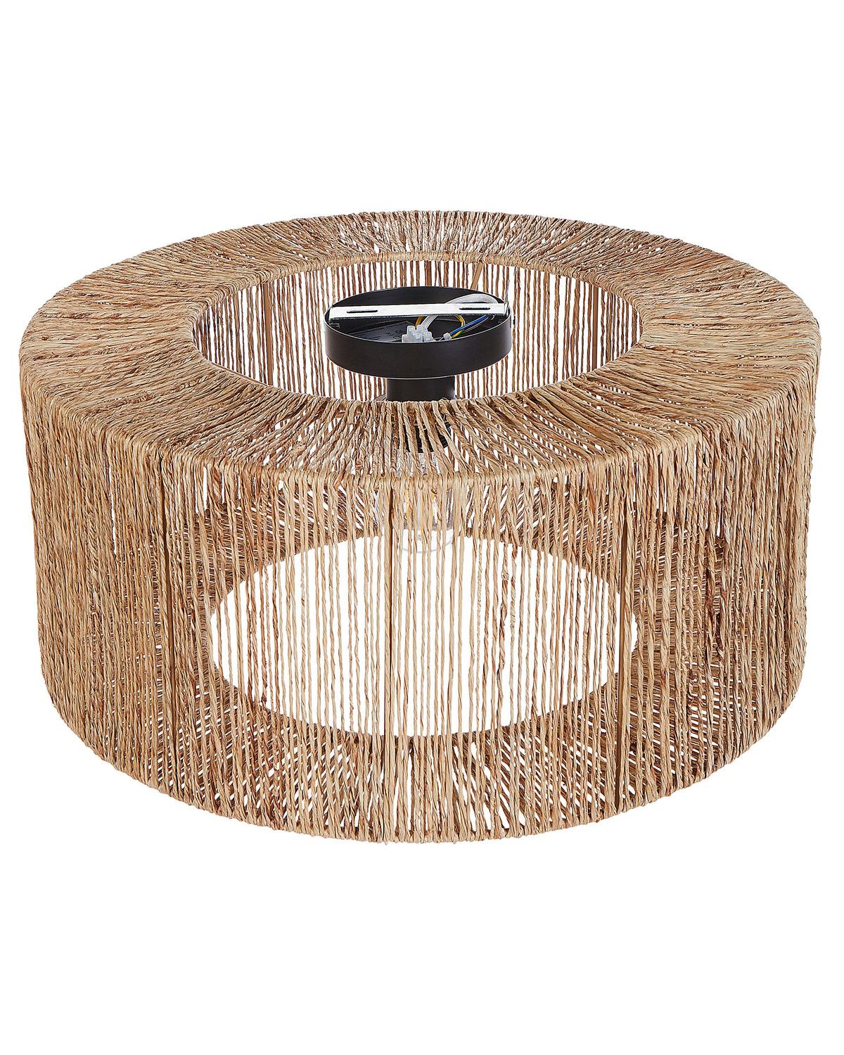 DECKENLAMPE Naturfarben/Schwarz Sewa - Schwarz/Naturfarben, Naturmaterialien (50/50/22cm) - Beliani